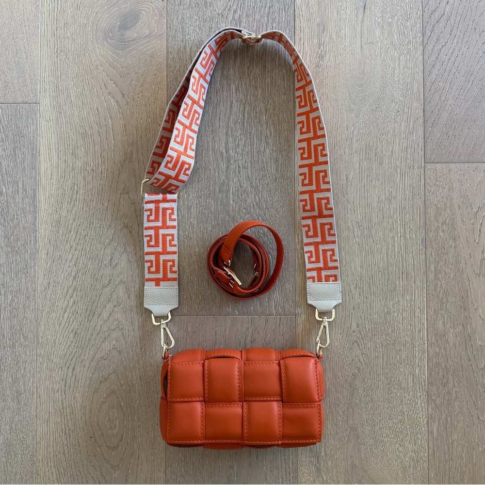Borse in Pelle Genuine Leather Orange Woven Bag